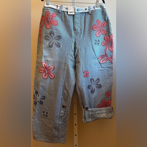 NWT We The Free Hot Tropics Cuffed Harem Pants 6 Striped Embroidered - Picture 6 of 13